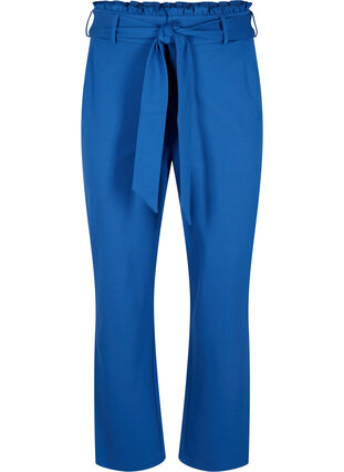 Pantalon taille haute avec volants et cordon, Blue Quartz, Packshot image number 0