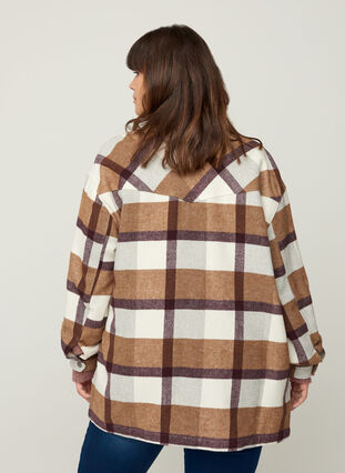 Geruite oversize blouse jas, Brown Check Ass, Model image number 1
