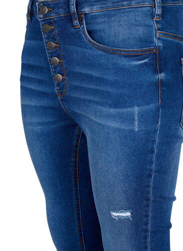 Jeans Amy taille haute avec boutons, Blue denim, Packshot image number 2