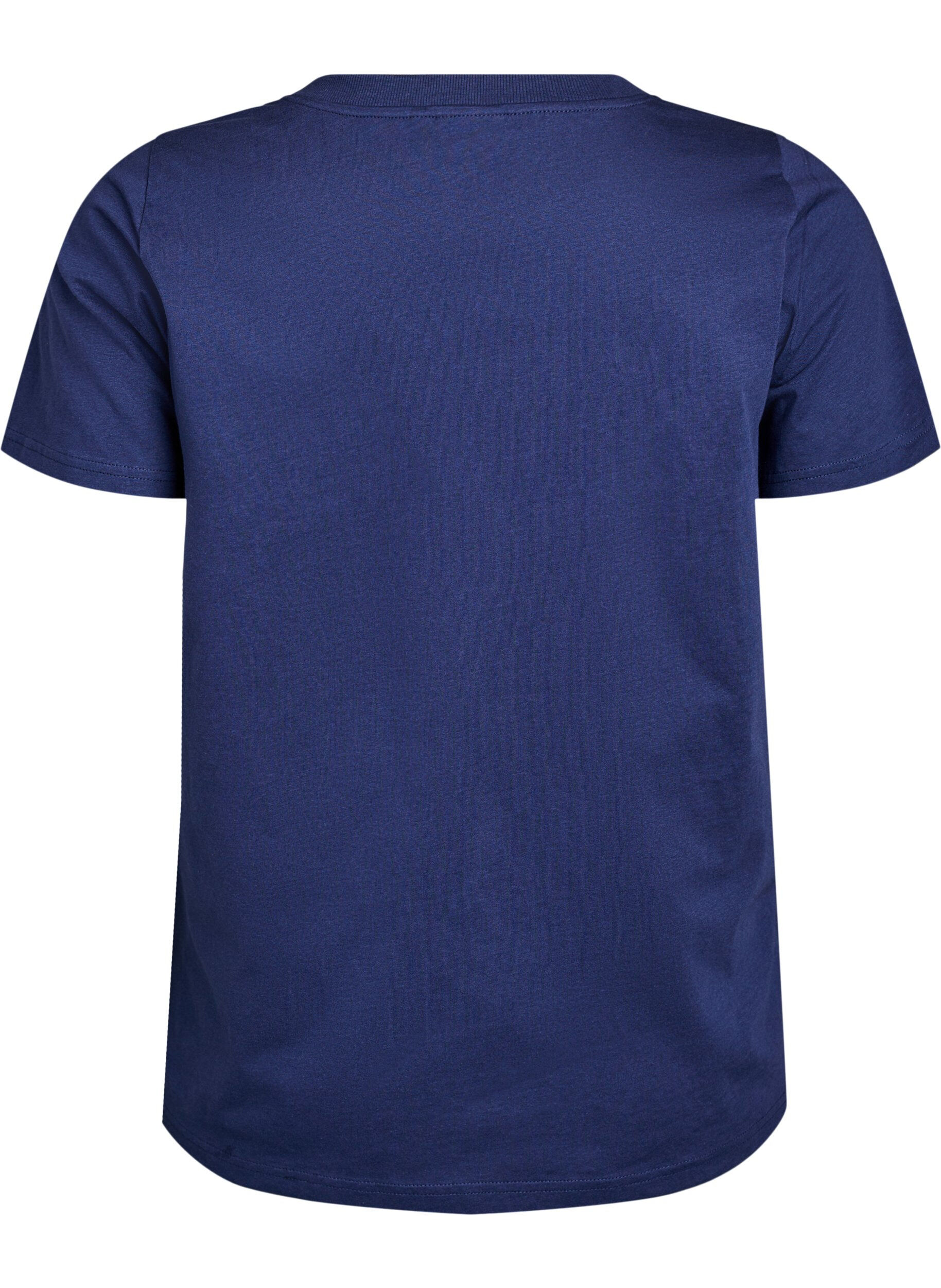 Zizzi T-shirt en coton simple avec encolure en V, Bleu, Packshot image number 1
