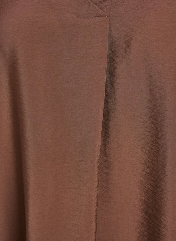 Robe &agrave; col en V en viscose, Marron, Packshot image number 2