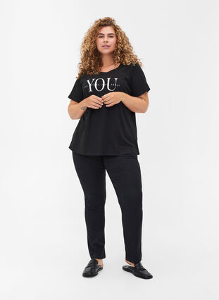 T-shirt en coton bio avec imprimé, Black You, Model image number 2