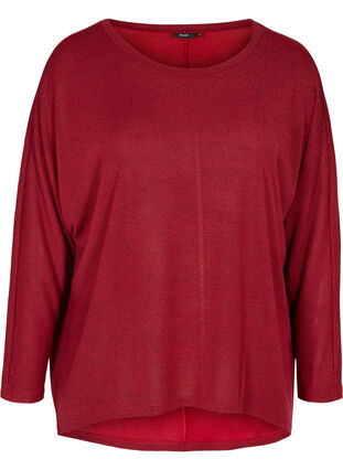 Effen blouse met lange mouwen, Red, Packshot image number 0