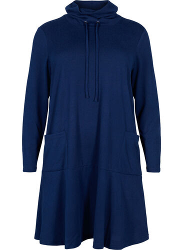 Robe en jersey avec col montant et poches, Dress Blues Mel., Packshot image number 0