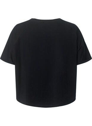 Katoenen trainings-T-shirt met opdruk, Black w. Work For It, Packshot image number 1