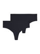 Set van 2 naadloze g-strings, Zwart, Packshot image number 0