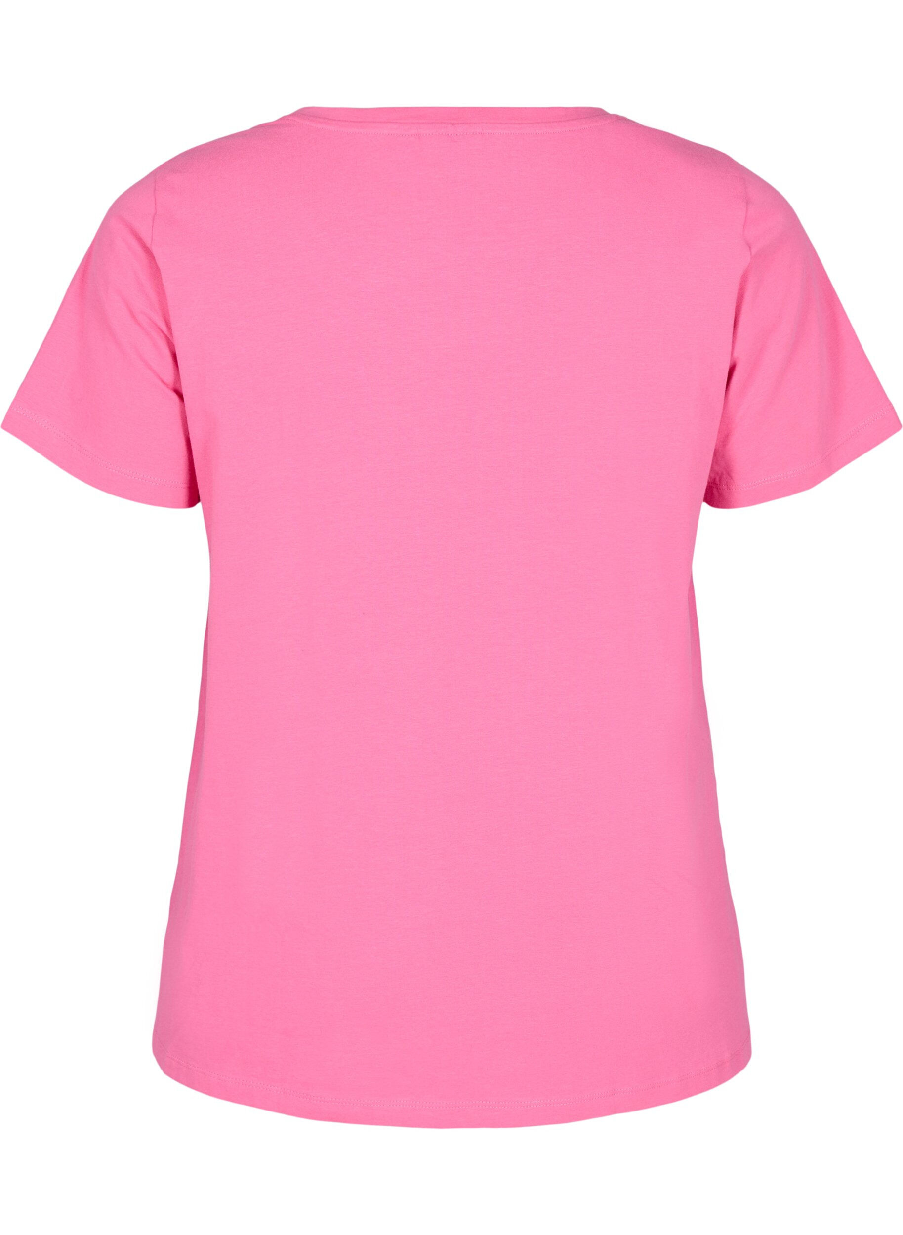 Zizzi T-shirt en coton uni basique, Rose, Packshot image number 1