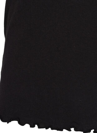T-shirt côtelé à manches courtes avec bordure en dentelle, Black, Packshot image number 3