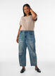 Gestreept T-shirt in viscose met een ronde hals, Beige, Model image number 1