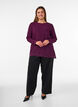 Blouse en jersey avec bordure en dentelle asym&eacute;trique, Violet, Model image number 1
