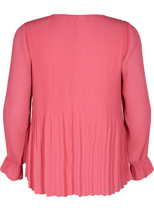 Blouse plissée avec encolure en V, Hot Pink, Packshot image number 1