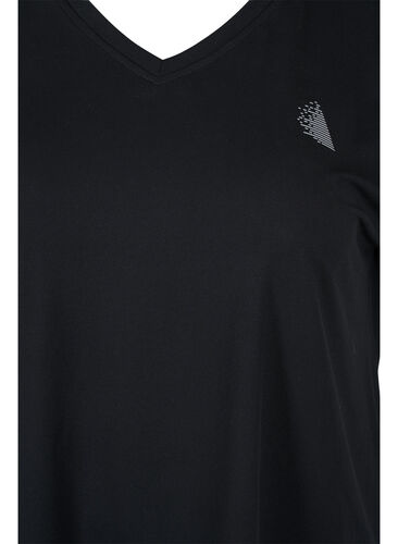 T-shirt de sport à manches courtes avec col en V, Black, Packshot image number 2