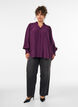 Blouse avec col &agrave; volants et fronces, Violet, Model image number 1