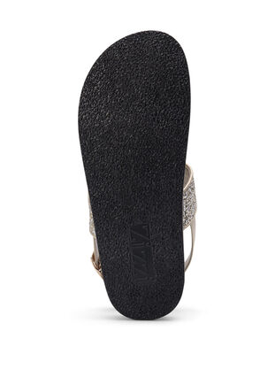Sandale pied large à paillettes avec fermeture velcro, Gold Glitter, Packshot image number 4