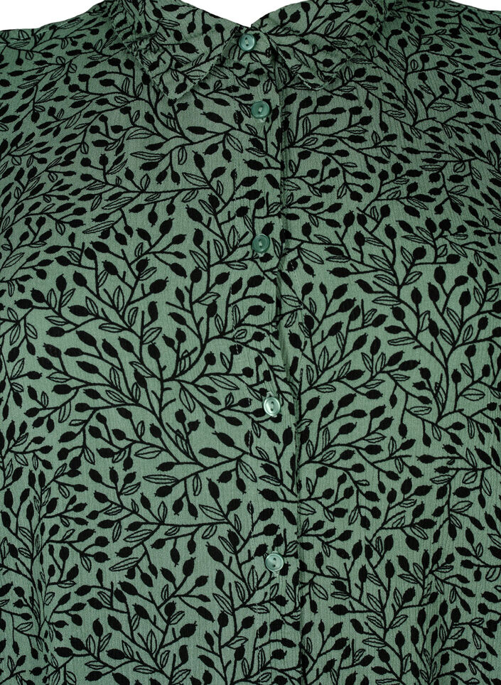 Lang viscose shirt met print, Green AOP, Packshot image number 2
