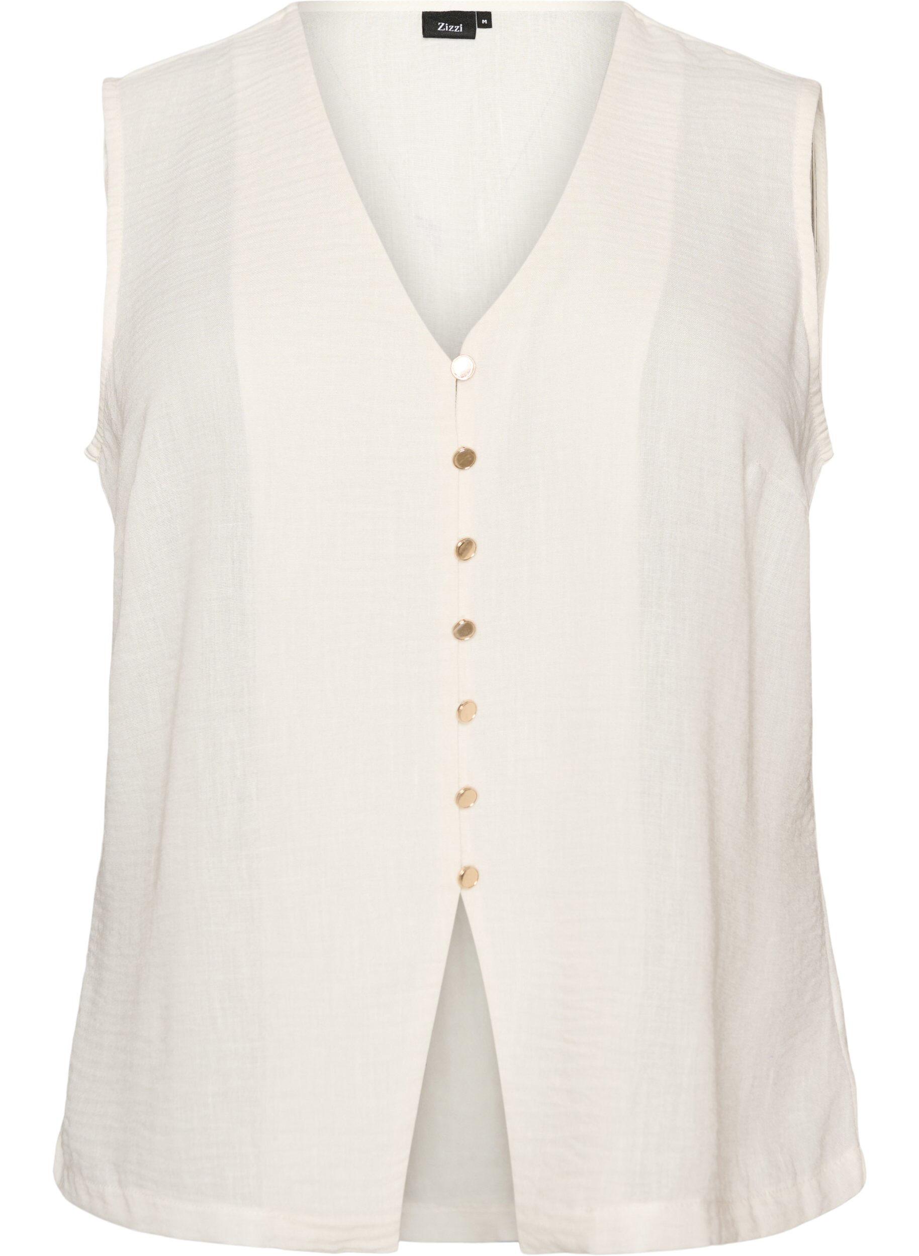 ZizziGilet sans manches avec col en V et boutons, Vanille, Packshot image number 0