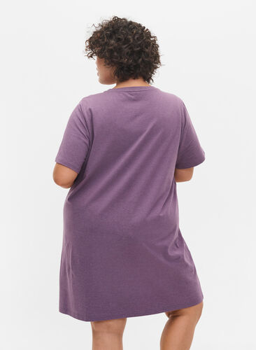 Chemise de nuit en t-shirt mélangé à manches courtes, Vintage Violet Mel., Model image number 1