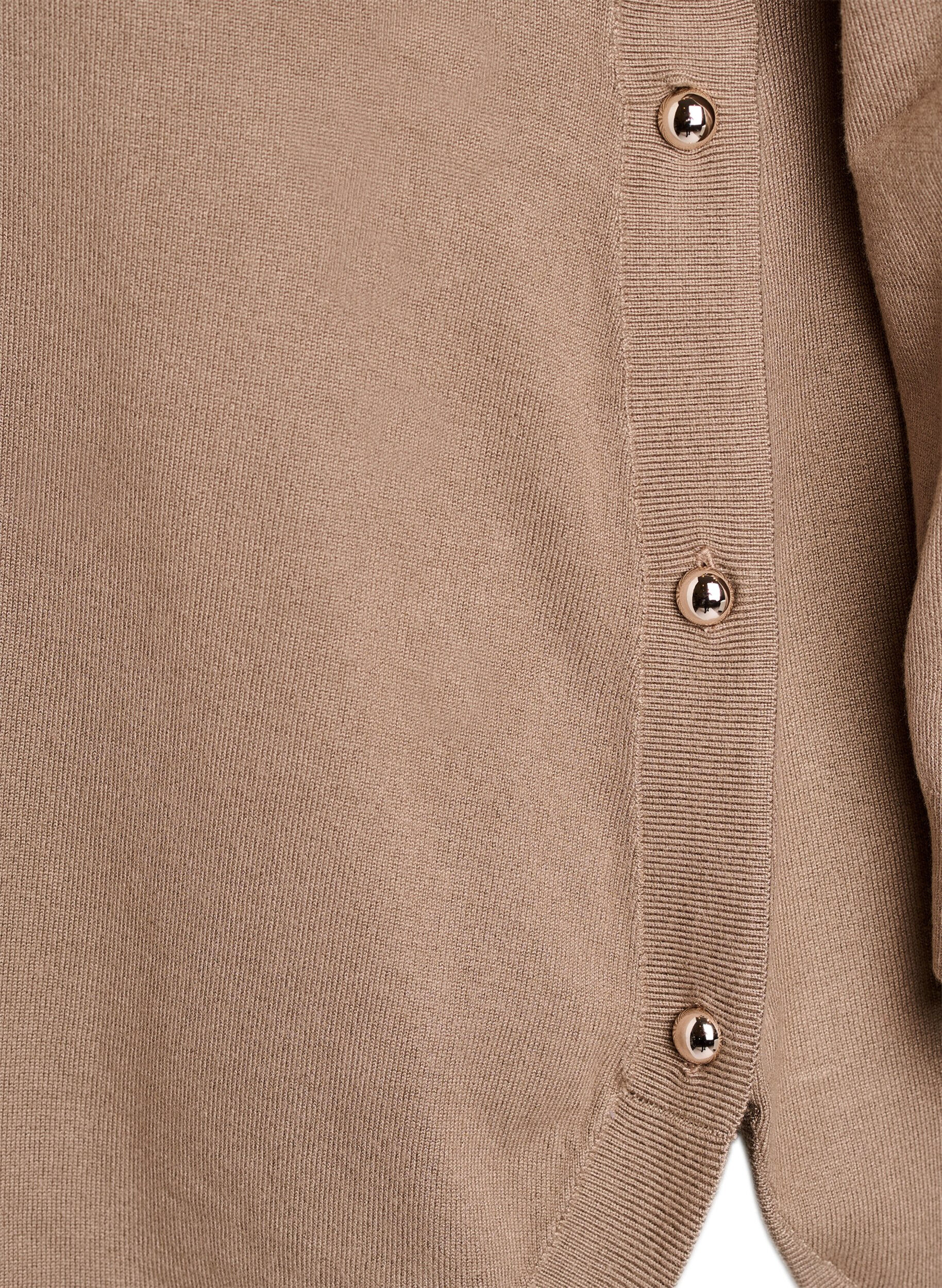 ZizziGebreide blouse met knoopsluiting aan de zijkant, Beige, Packshot image number 3