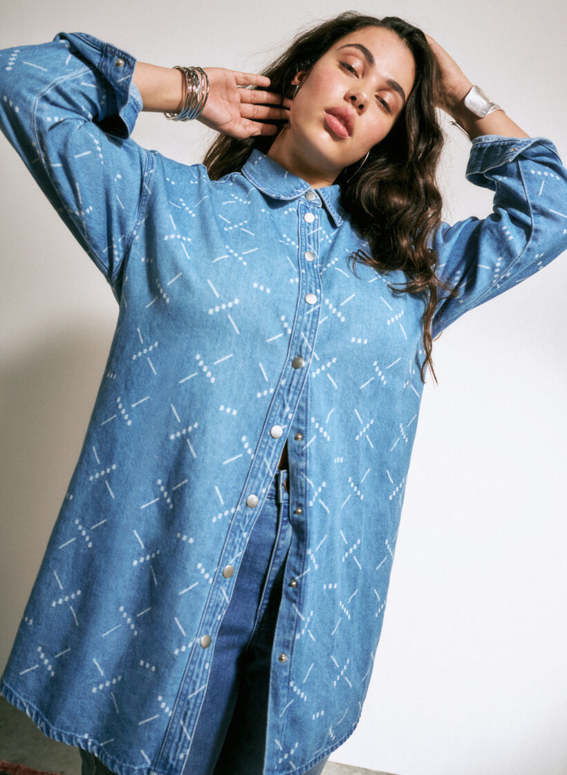 Veste en jean ample avec motif, Light blue denim, Image image number 0