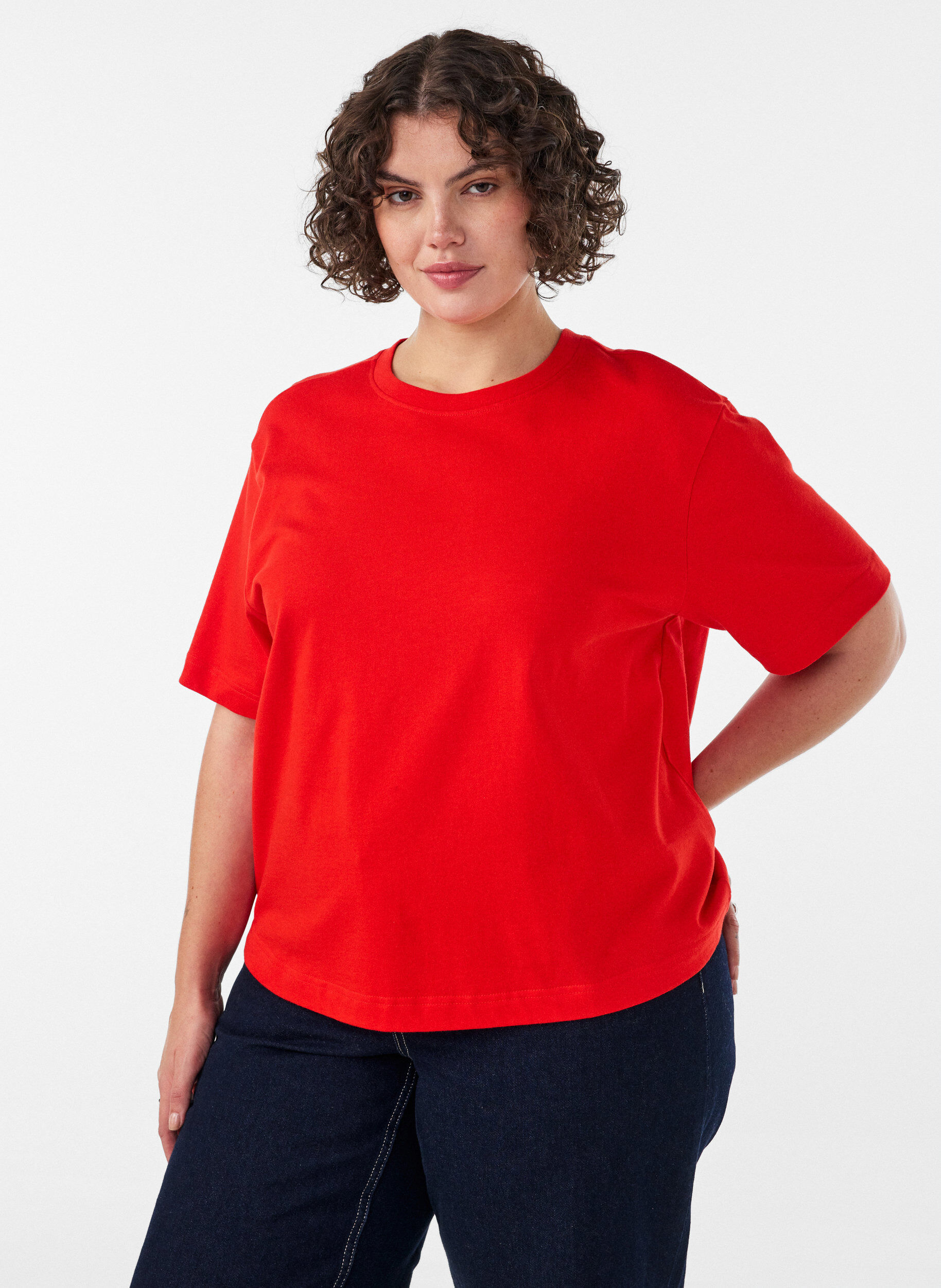 ZizziBoxy katoenen T-shirt, 0942, Model image number 0