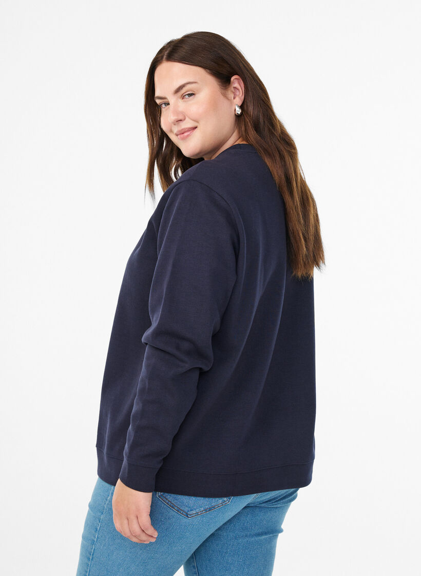 Sweatshirt met ronde hals, Blauw, Model image number 2