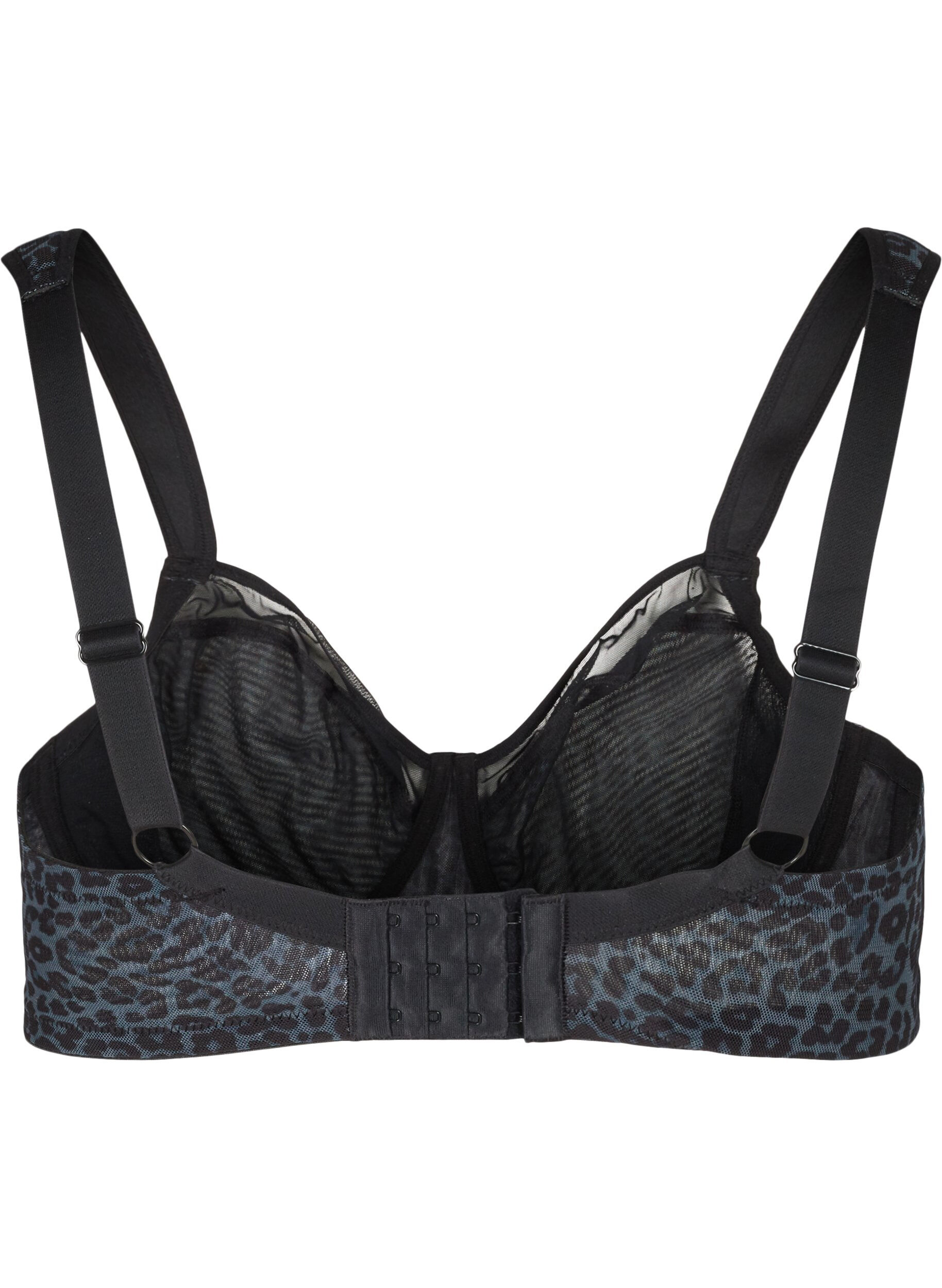 ZizziBh met bloemenprint en mesh, Grey Leopard, Packshot image number 1