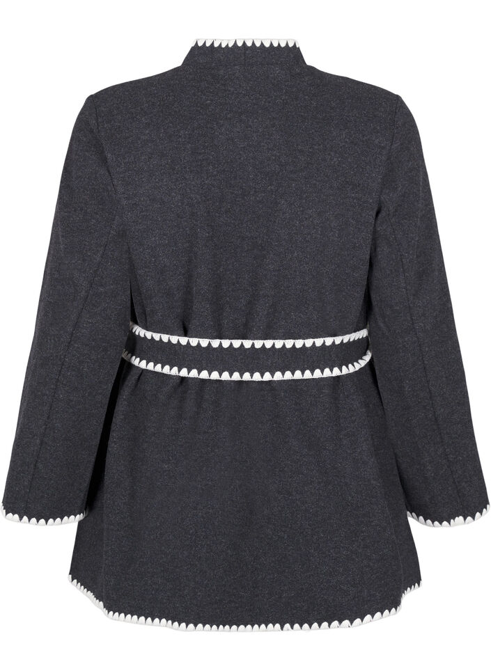 Manteau à bords contrastés, Dark Grey Melange, Packshot image number 1