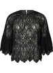 Blouse en dentelle avec manches longues trompette et volants, Noir, Packshot image number 0