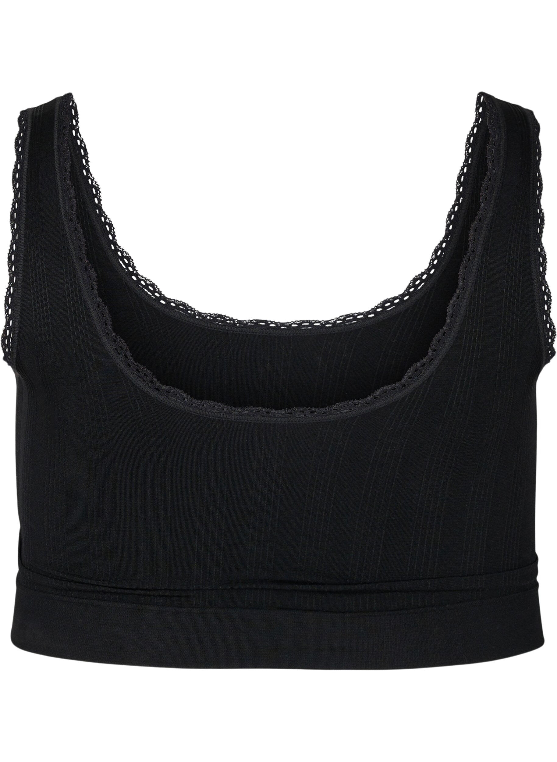 Zizzi Soutien-gorge doux avec bords en dentelle, Black, Packshot image number 1