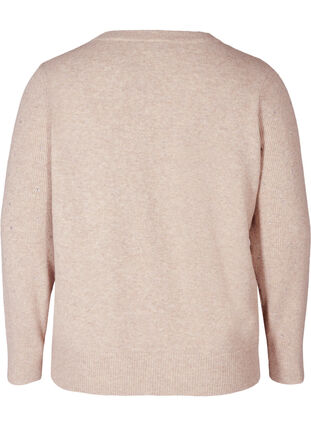 Blouse en tricot côtelée  avec des strass décoratives , Pumice Stone Mel., Packshot image number 1