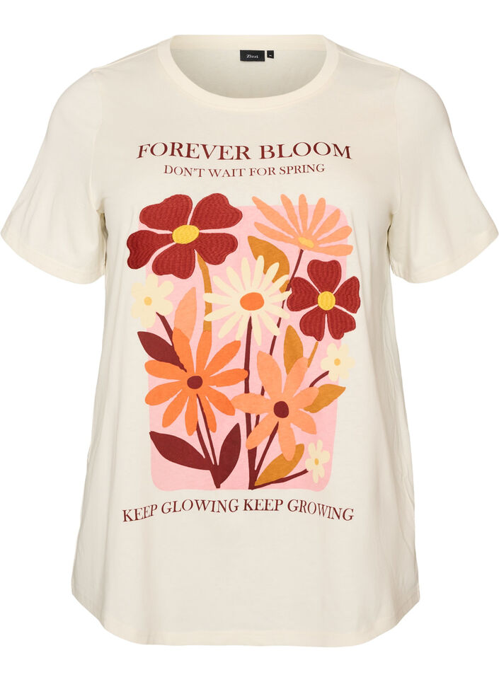 Katoenen T-shirt met print, Vanille, Packshot image number 0