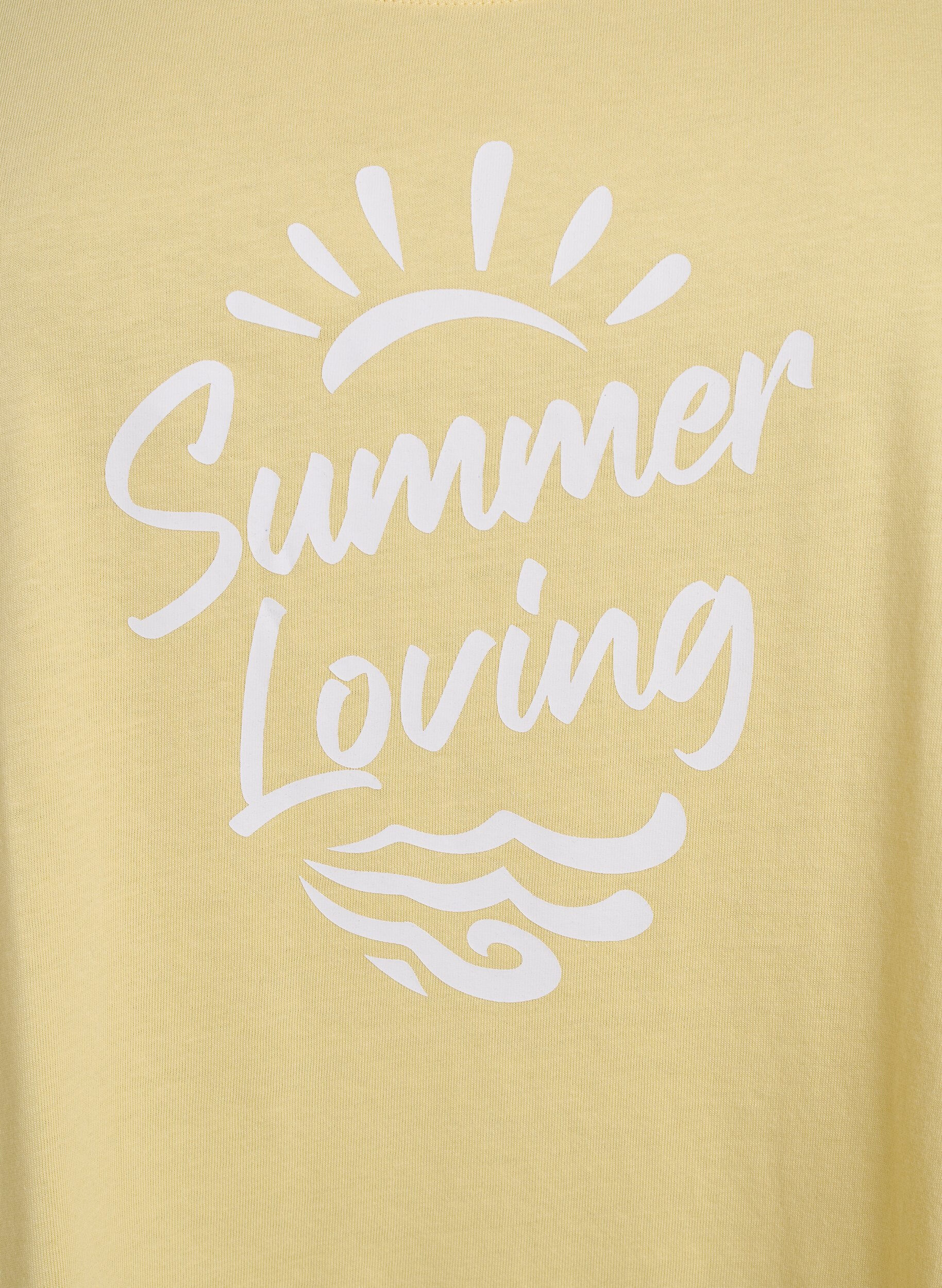 Zizzi Top en coton avec forme en A, Jaune, Packshot image number 2