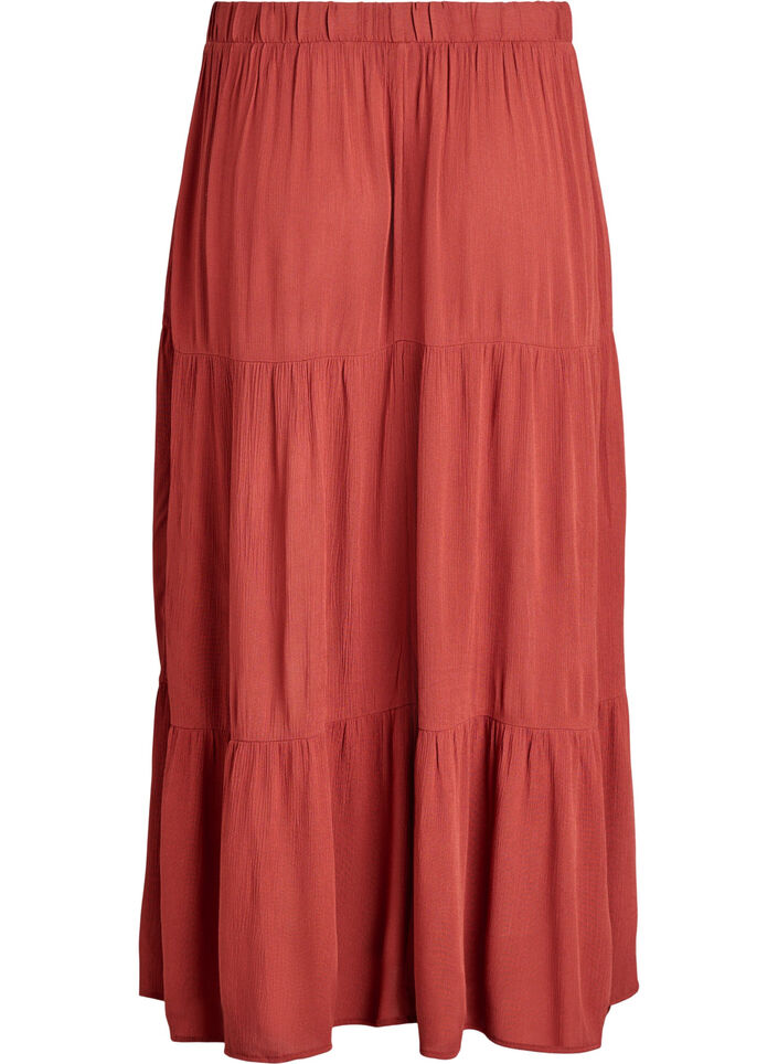Lange rok met elastiek in de taille, Rood, Packshot image number 1