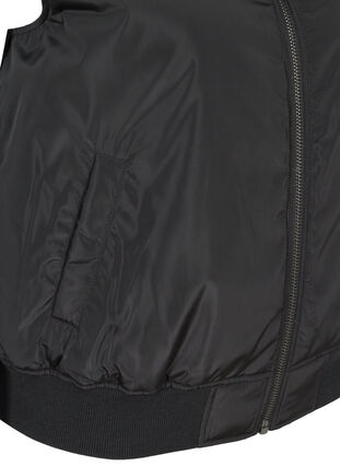 Gilet court avec fermeture éclair et bordure côtelée, Black, Packshot image number 3