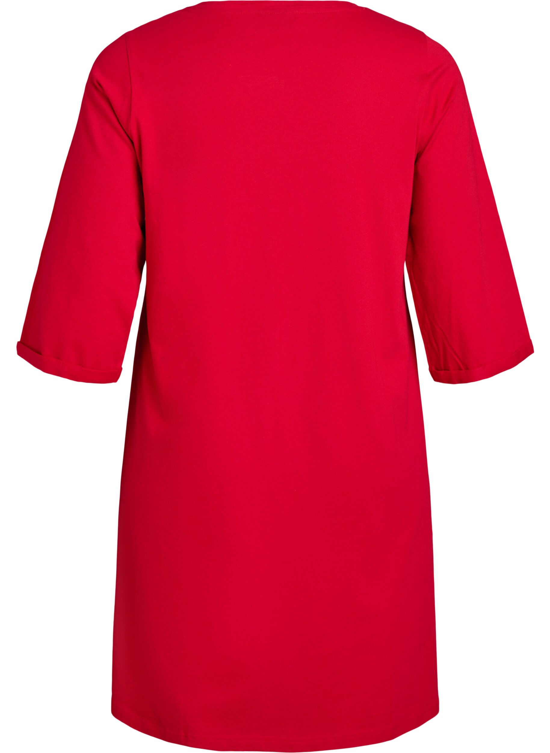 ZizziChemise de nuit en coton bio avec motif de No&euml;l, Rouge, Packshot image number 1