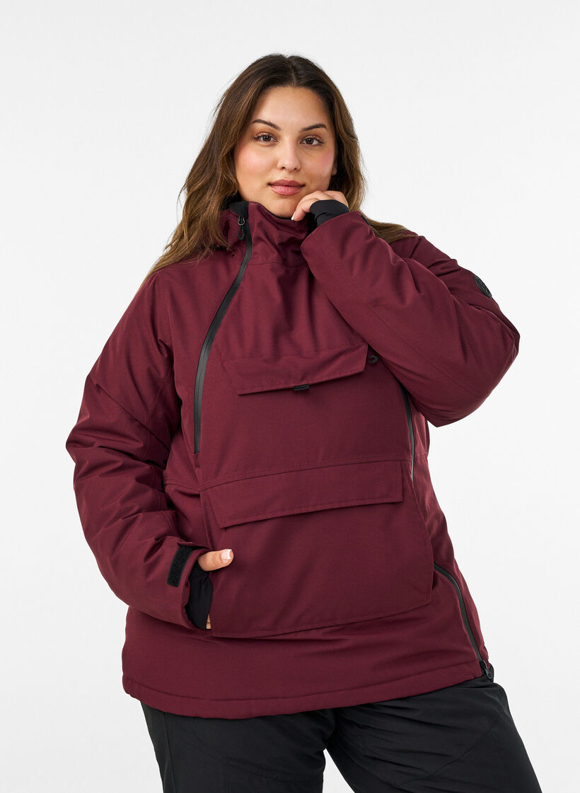 Anorak de ski fonctionnel avec capuche, Bordeaux, Model image number 0