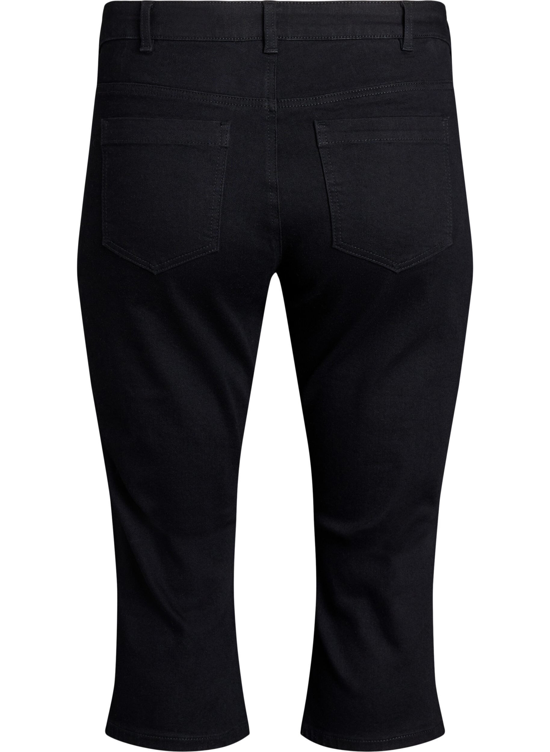 ZizziEmily slim fit denim capribroek, Zwart, Packshot image number 1