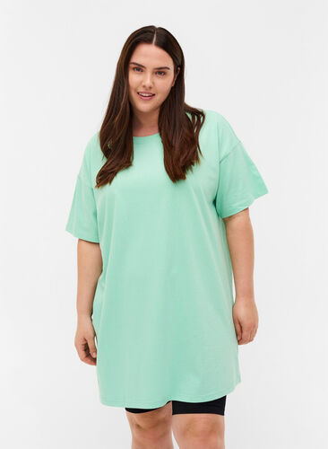 T-shirt long à manches courtes en coton, Lichen, Model image number 0