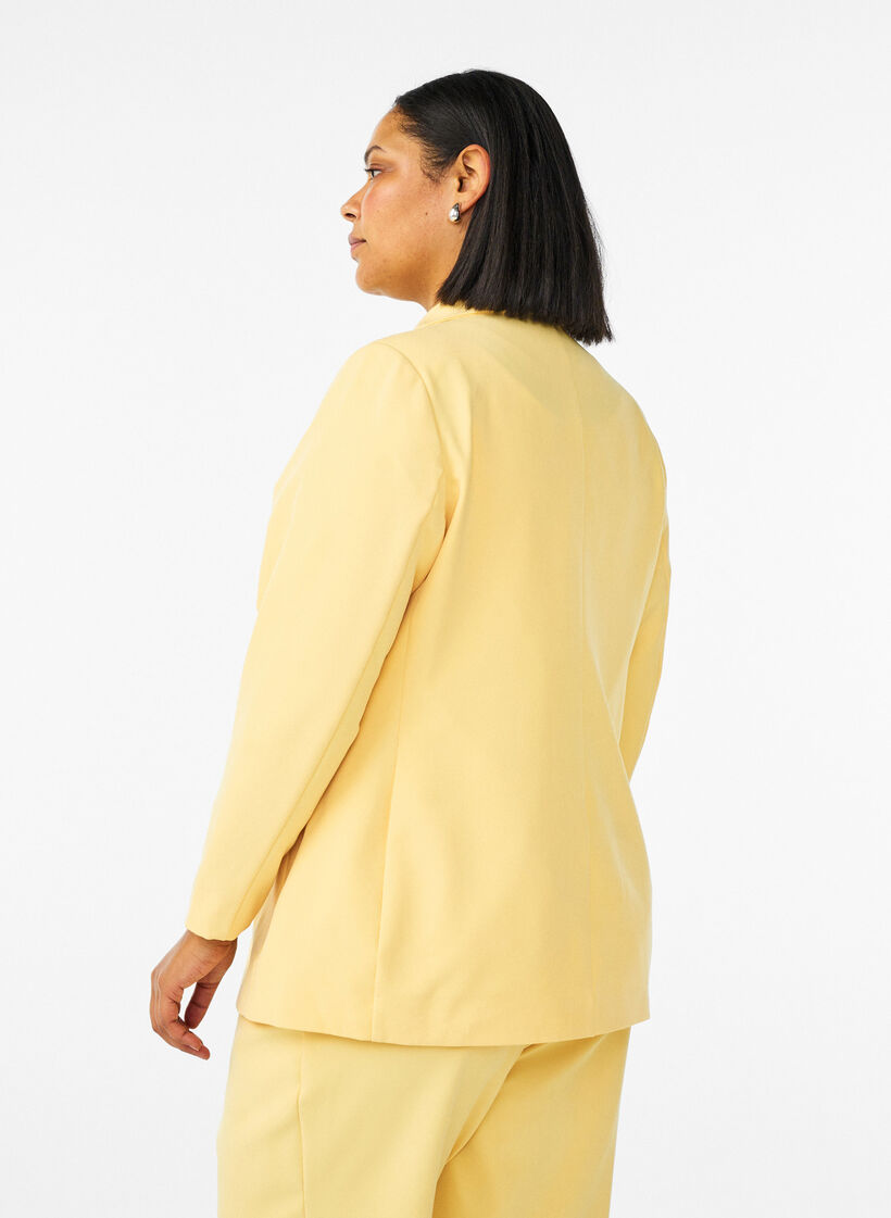 Klassieke blazer met knoopsluiting, Geel, Model image number 2