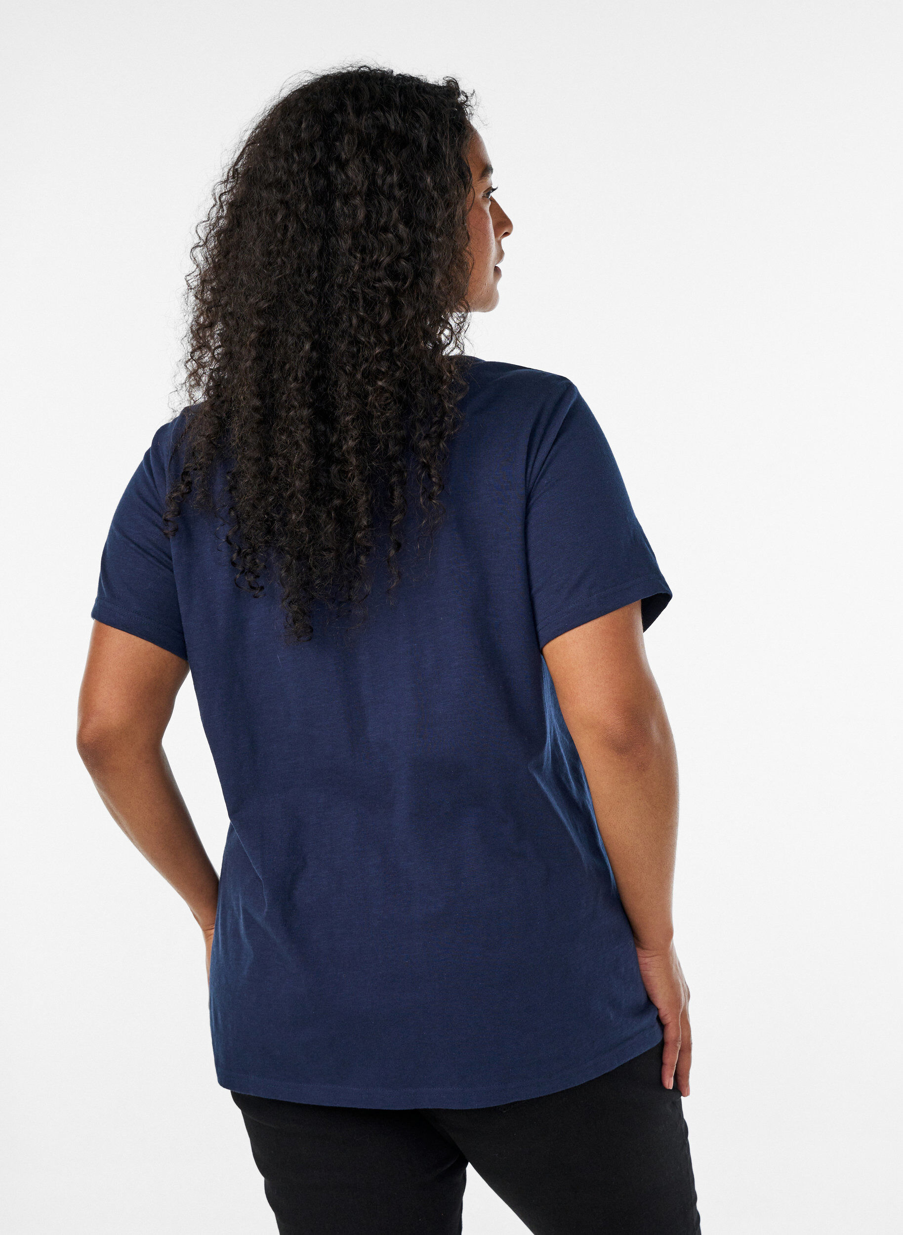 ZizziT-shirt met knoopdetail, Blauw, Model image number 2