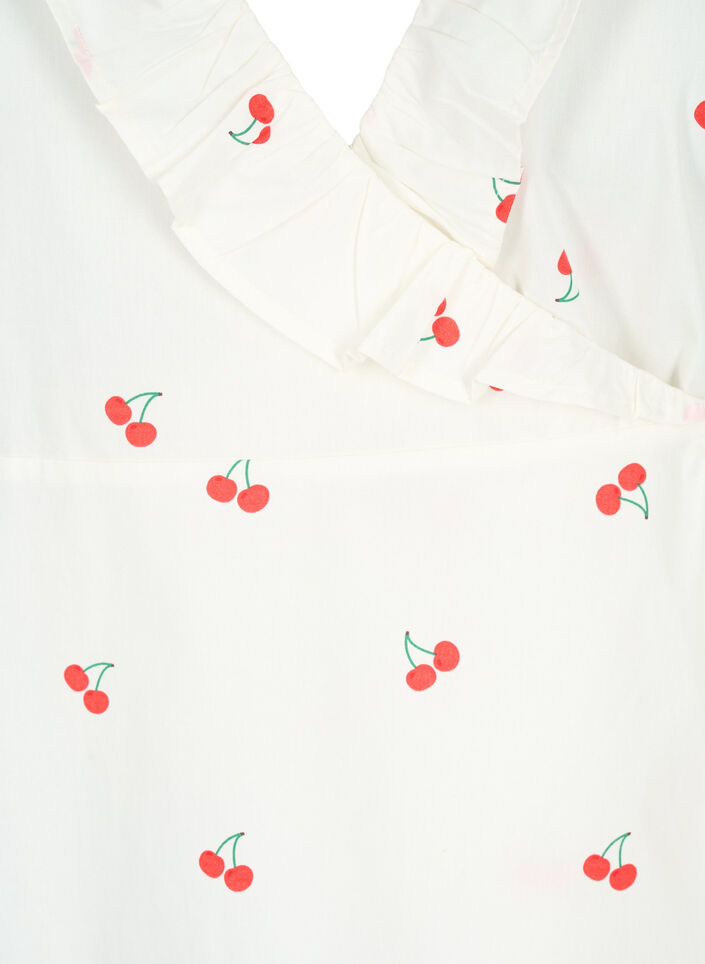 Chemisier enveloppant en coton imprim&eacute; cerise, B. White/Cherry, Packshot image number 2
