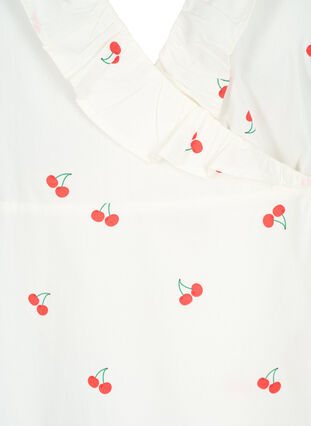 Chemisier portefeuille en coton à imprimé floral, B. White/Cherry, Packshot image number 2