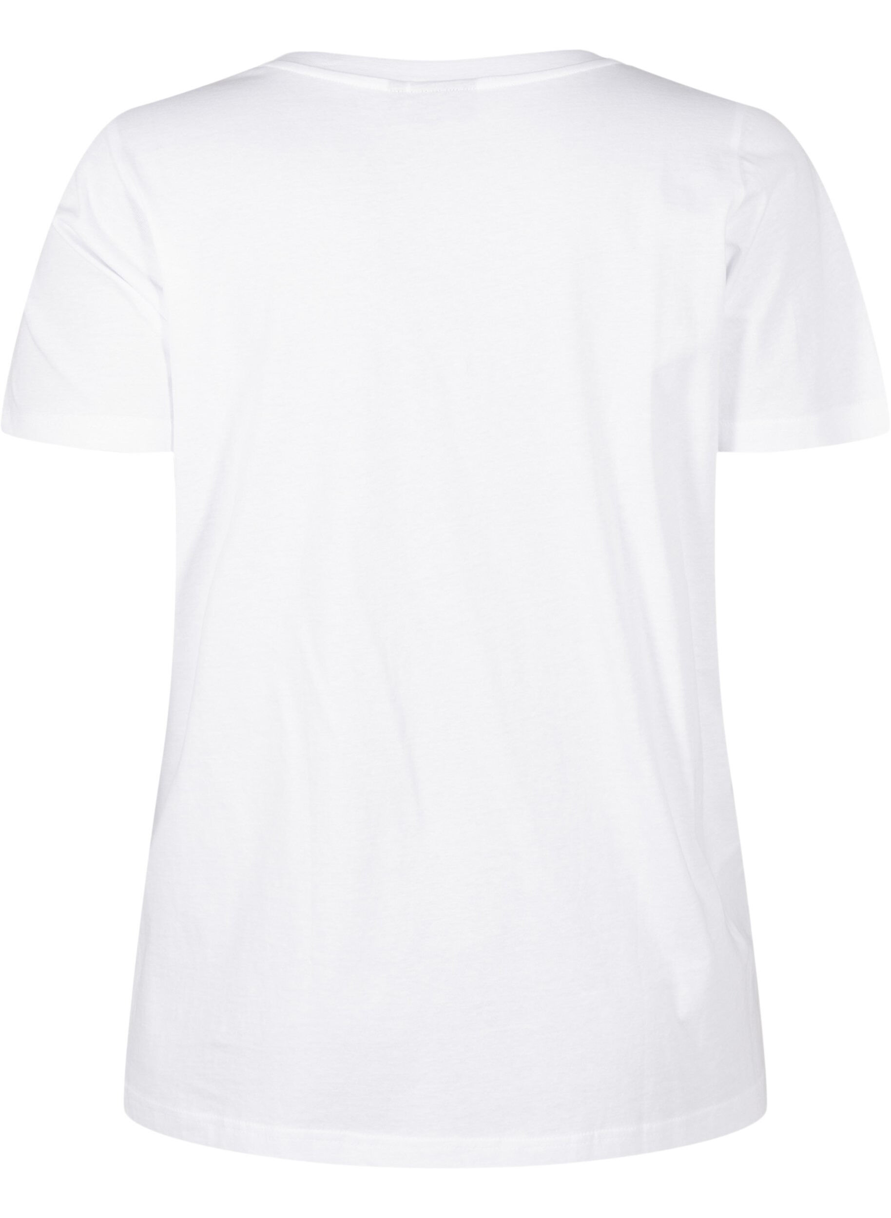 Zizzi T-shirt en coton avec strass, Bright White, Packshot image number 1