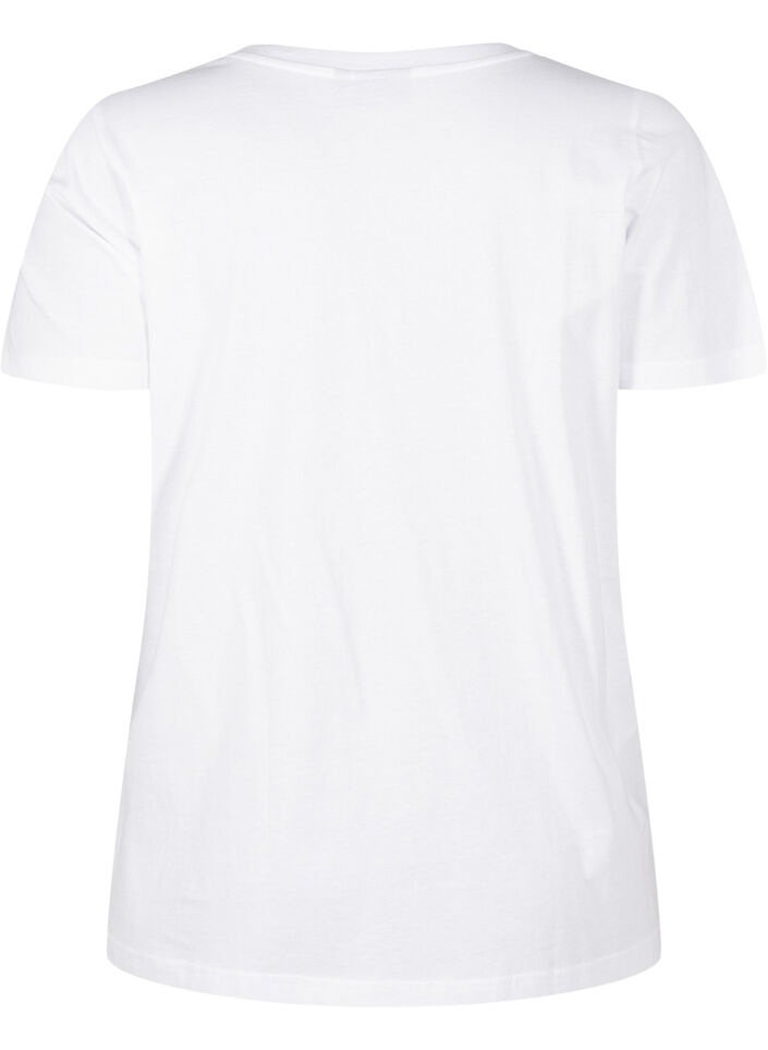 Katoenen T-shirt met strassteentjes, Bright White, Packshot image number 1