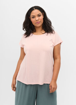 T-shirt en mélange coton, Rose Smoke, Model image number 0