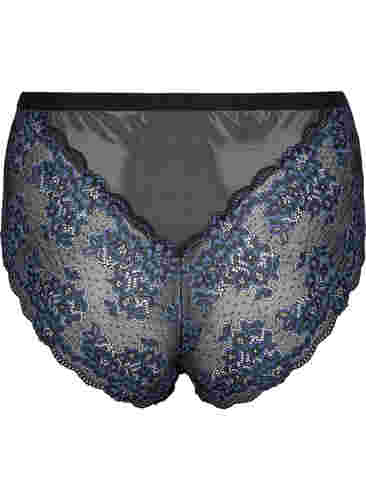 Culotte en dentelle à taille haute, Black w. blue lace, Packshot image number 1