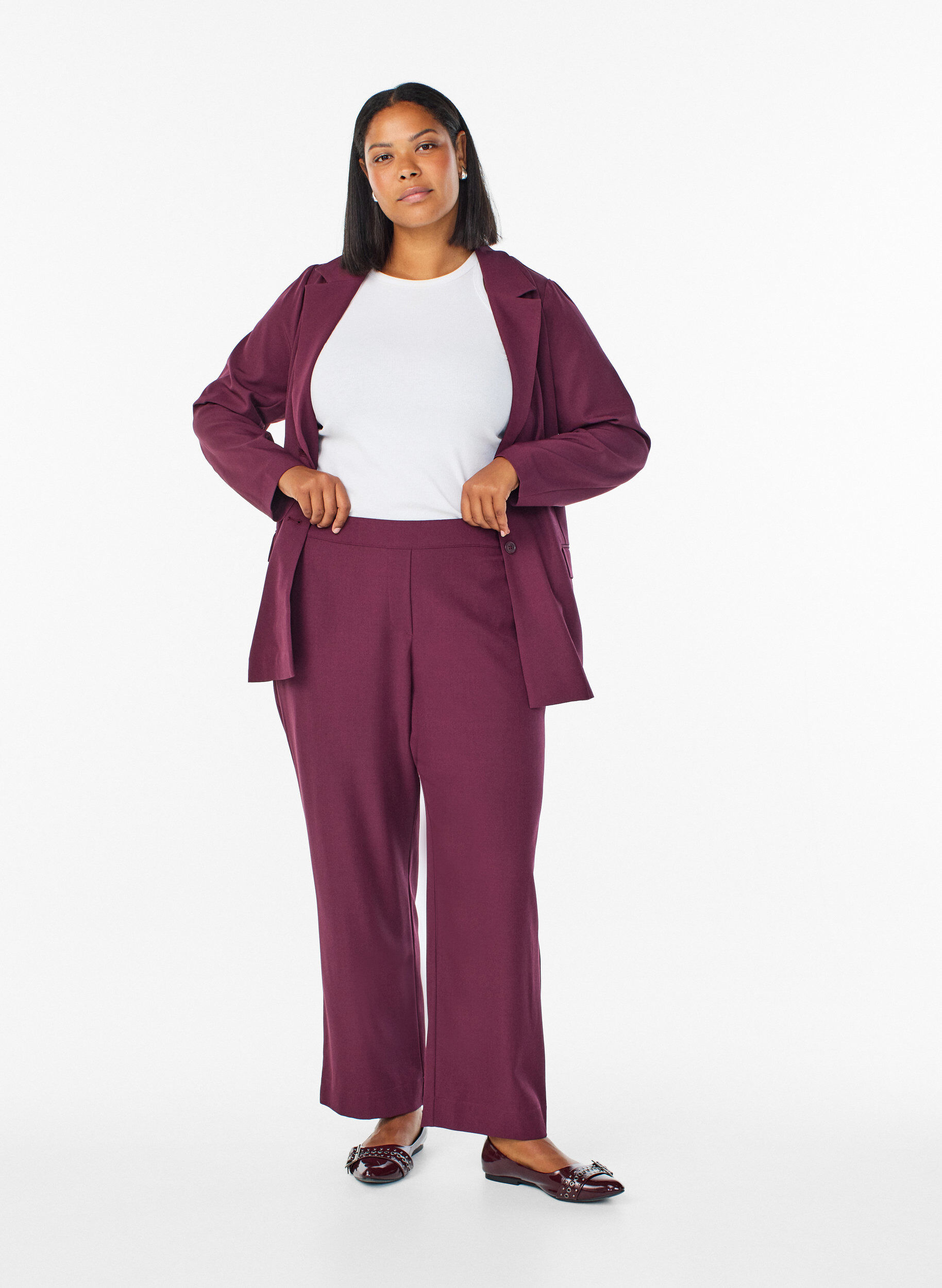 Pantalon ample avec poches, Bordeaux fonc&eacute;, Model