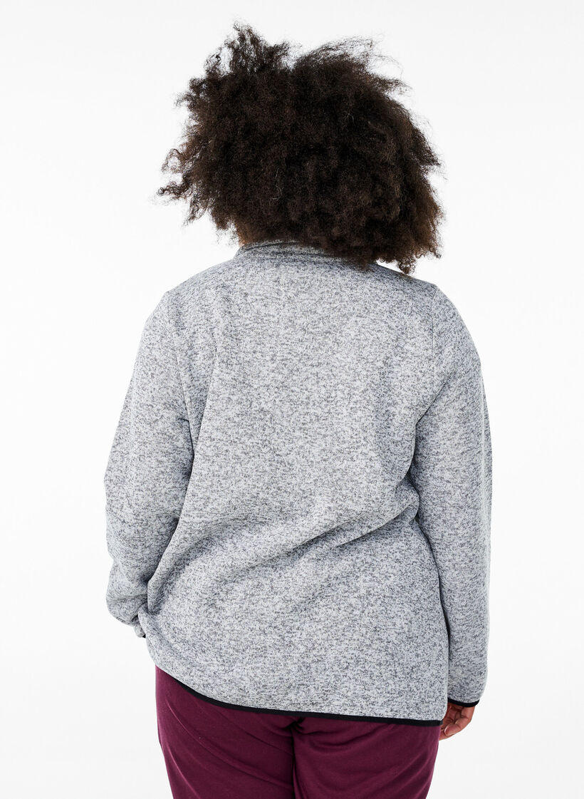 Cardigan en jersey avec un col haut et une fermeture &eacute;clair, Gris, Model image number 2