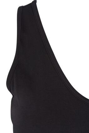 Long top en coton avec bordure en dentelle, Black, Packshot image number 3