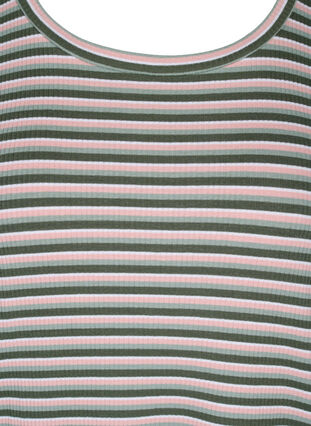 Blouse rayée à manches longues, Rosa/Green Stripe, Packshot image number 2